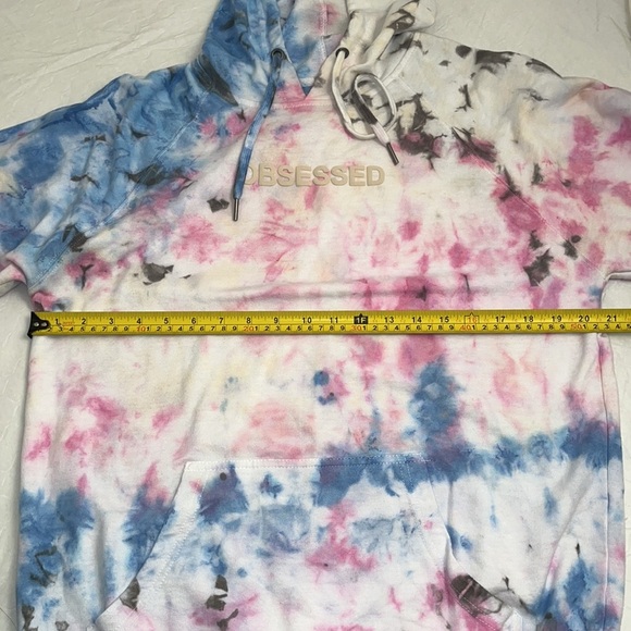 PacSun Tie Dyed Obsessed multicolor front pocket hoodie M - Picture 6 of 8